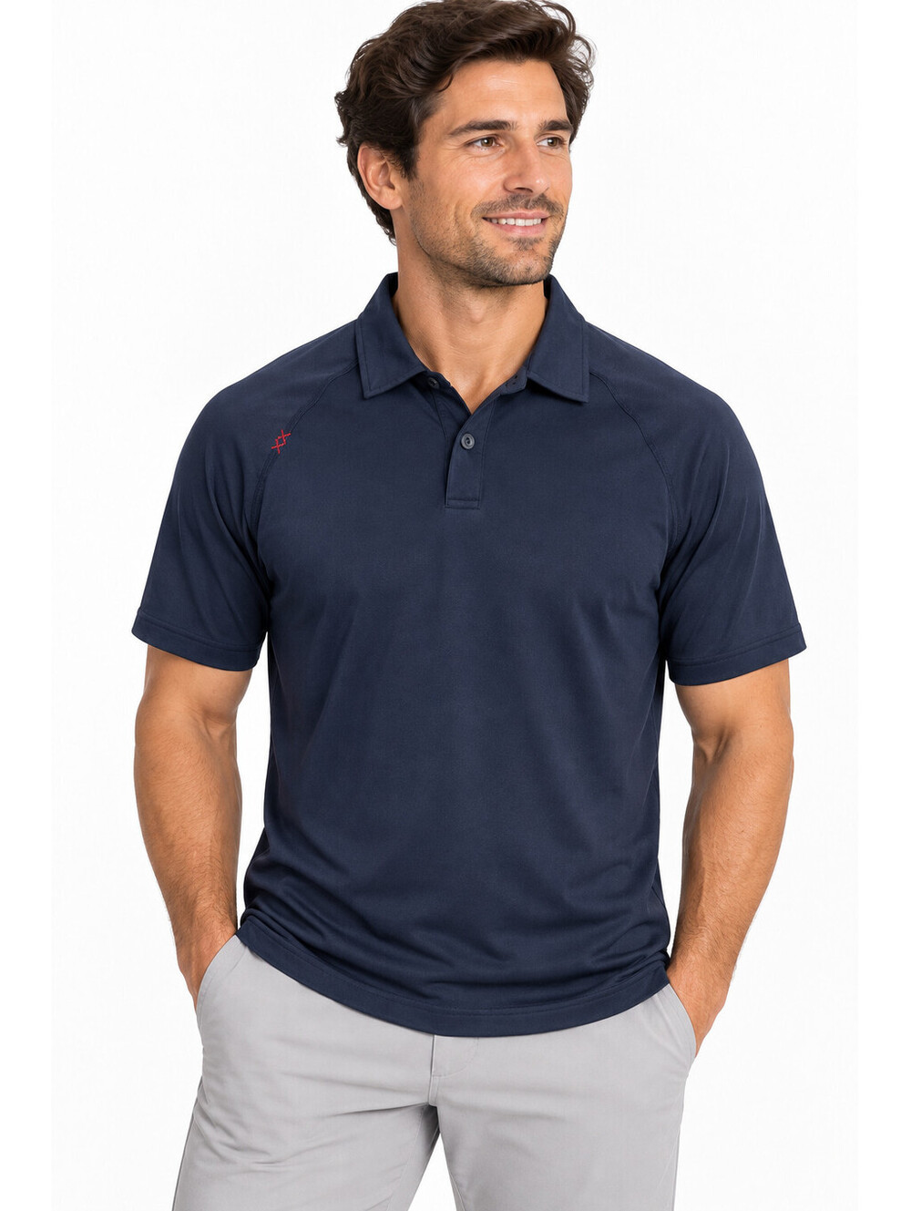 Rhone Men’s Medium Navy Blue Performance Golf Polo Short Sleeve Athletic